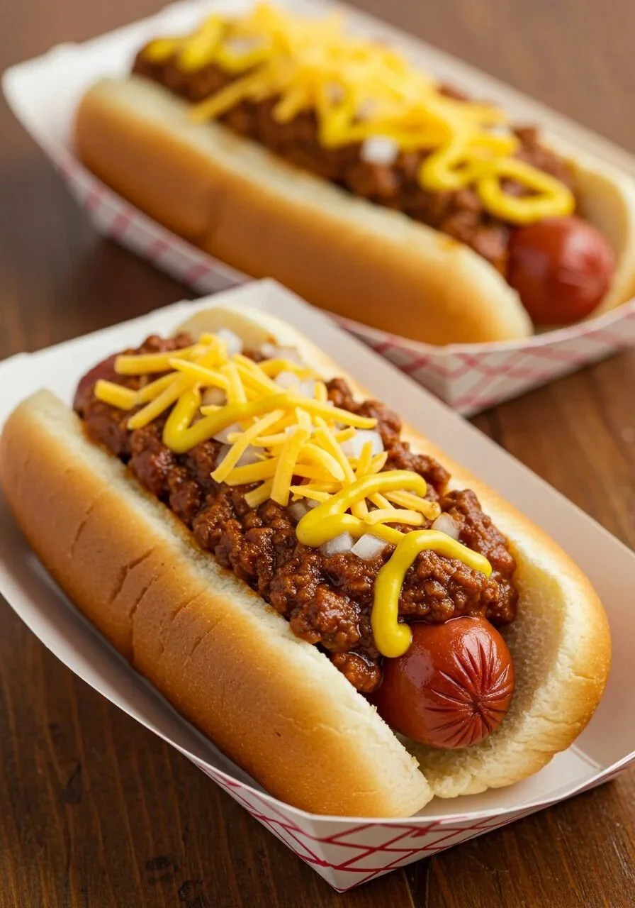 Crockpot chili dogs served with toppings for an easy family dinner