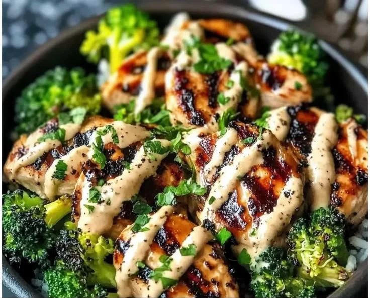Deliciously juicy grilled chicken bowls loaded with protein and fresh ingredients