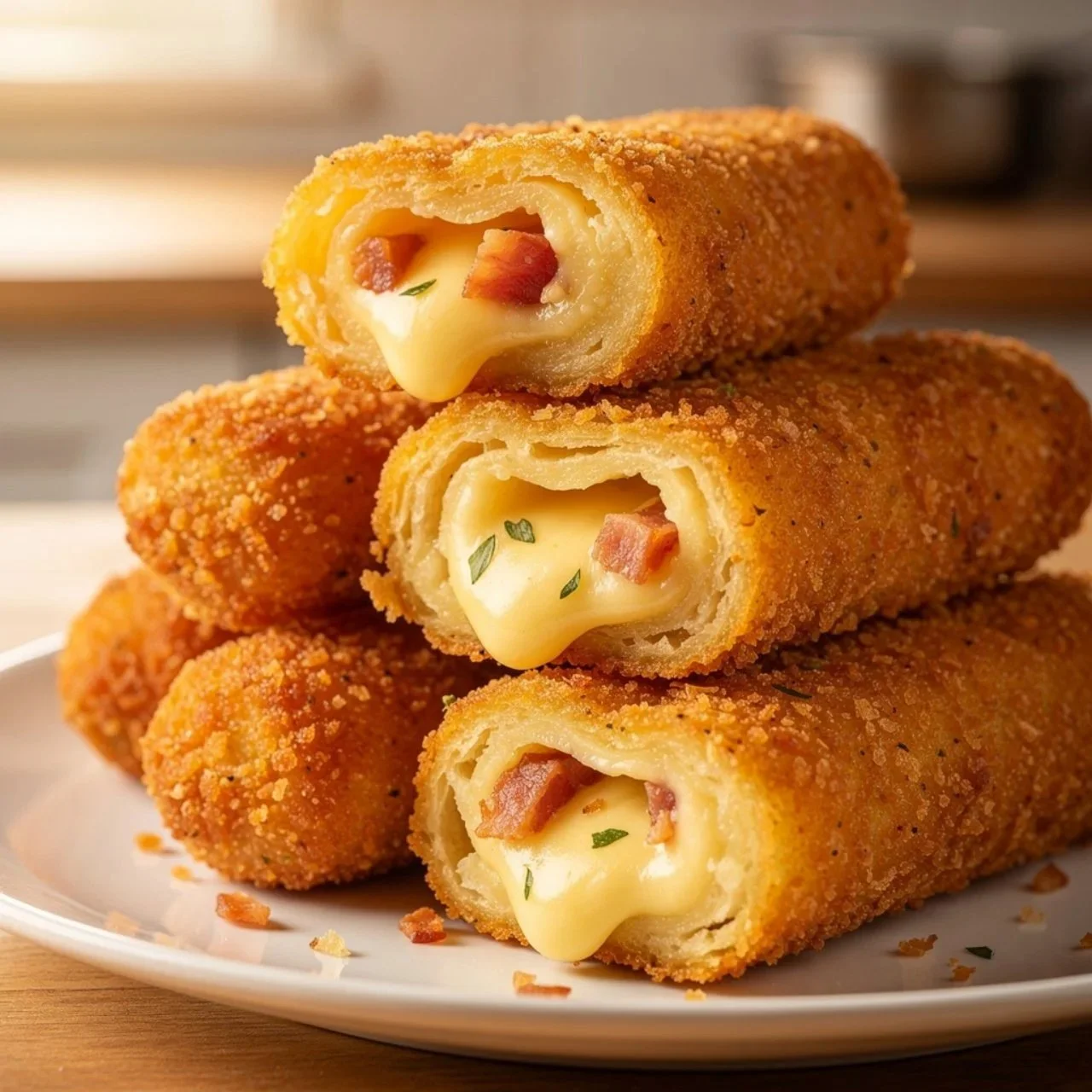 Mini jalapeño popper egg rolls served on a plate with dipping sauce