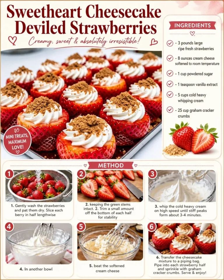 Delicious Sweetheart Cheesecake Deviled Strawberries on a white plate